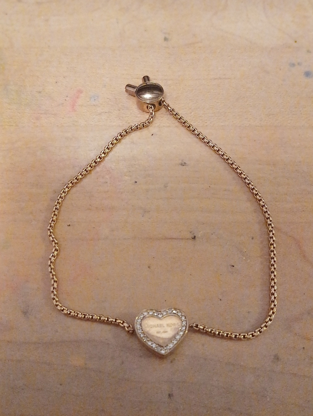 Michael Kors Gold Heart Bracelet with Crystal Pavé